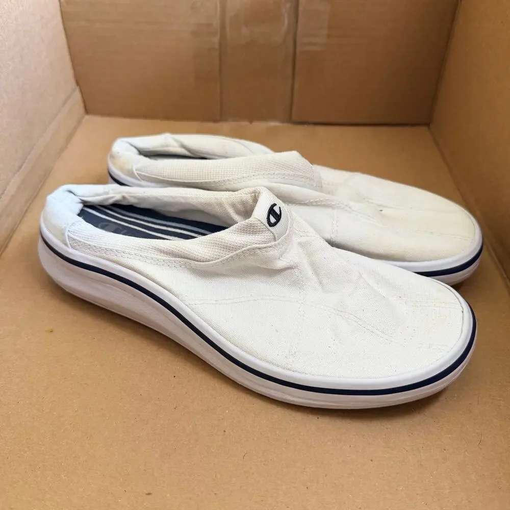 Champion Womens Slip On Canvas Tennis Shoes Sneakers White Blue Size 7